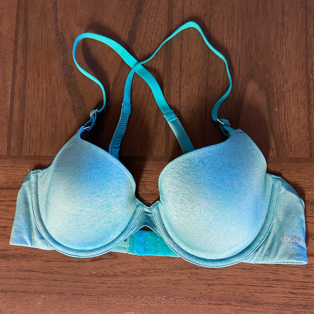 Like new - Adore Me cross back straps teal/turquoise bra